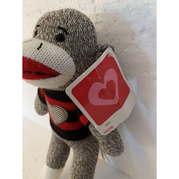 Sock Monkey Dan Dee Collector’s Choice Brown 9" Stuffed Monkey Silver Heart TAG - Picture 6 of 13